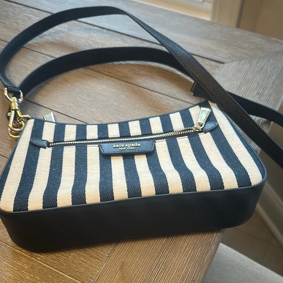 Kate Spade Black and White Striped Shoulder Bag - Picture 5 of 7